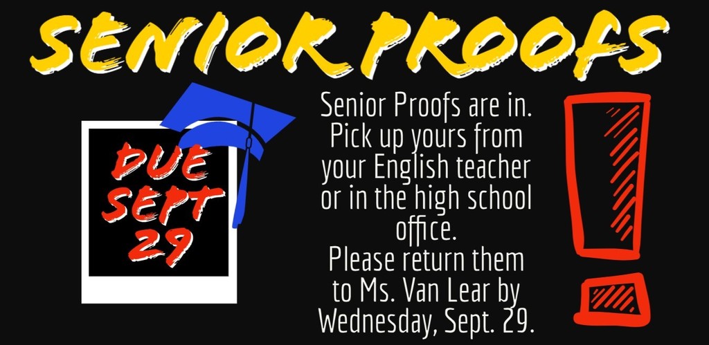 Senior Proofs Due Sept 29